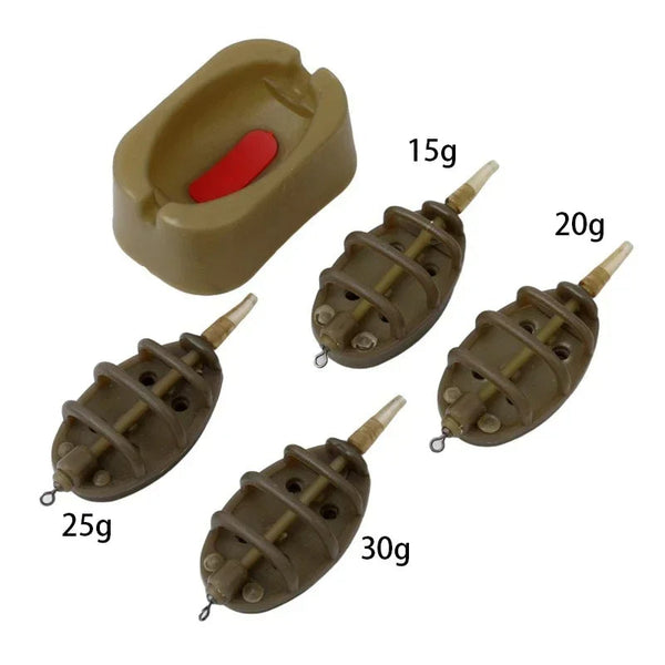 1 Set Bait Thrower Outdoor Fish Tackle Inline Method Feeder Mould Bait Plumb Set Carp Fishing Bait Holder Tool Accessory - Gifts for You 'n Me