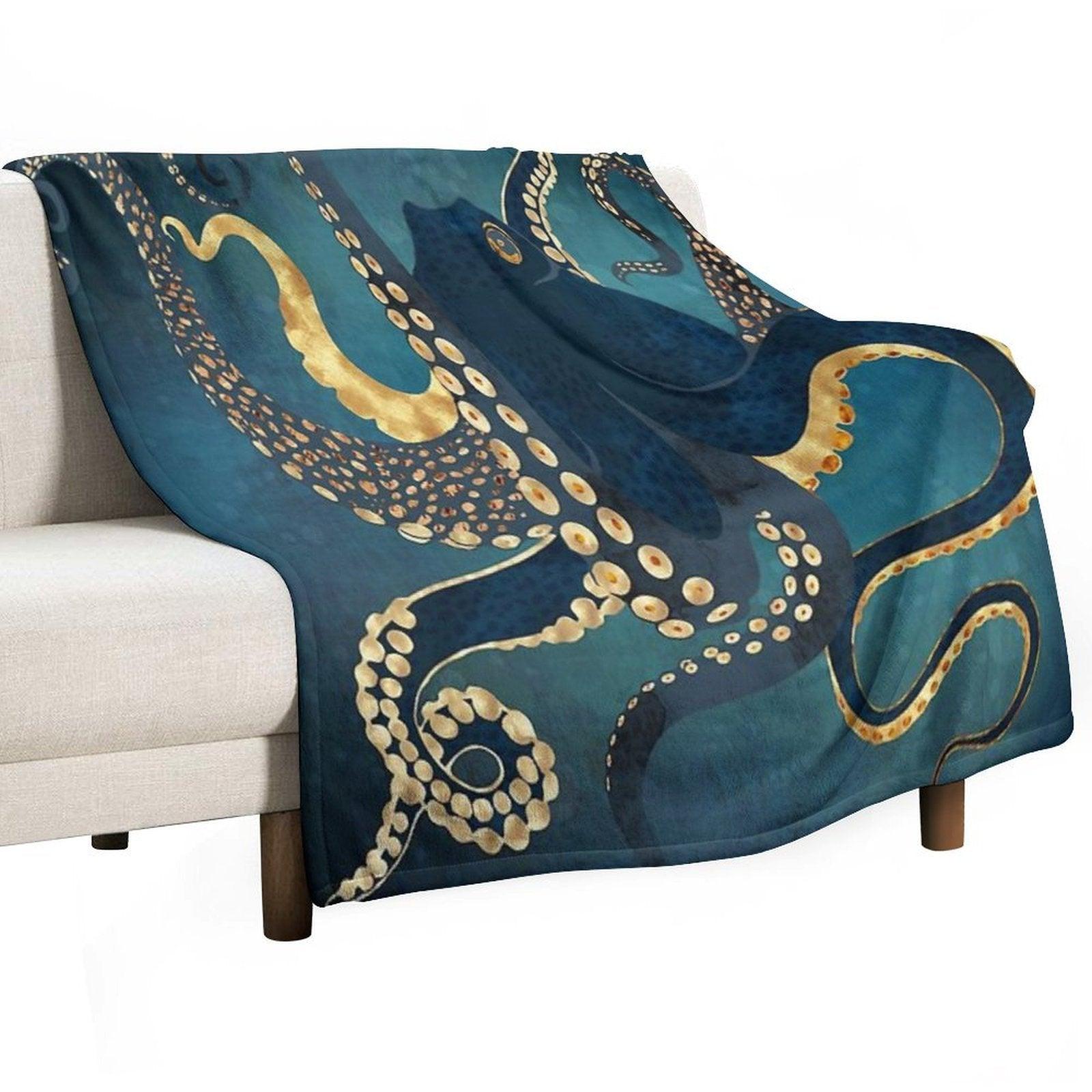 Metallic Octopus IV Throw Blanket