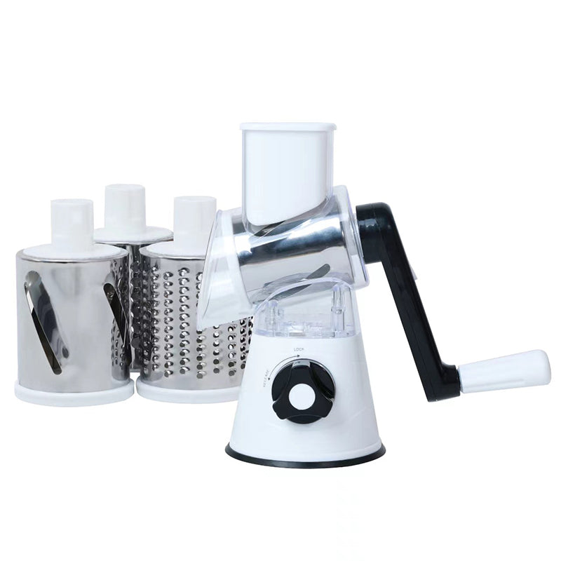 5-in-1 Cheese Grater: Gourmet, Rotary with Hand Crank, 10 Blades (3 Blades-C), for Cheese & Vegetable Slicing.