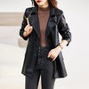 Women's Mid-length Leather Coat Spring And Autumn - Black / M