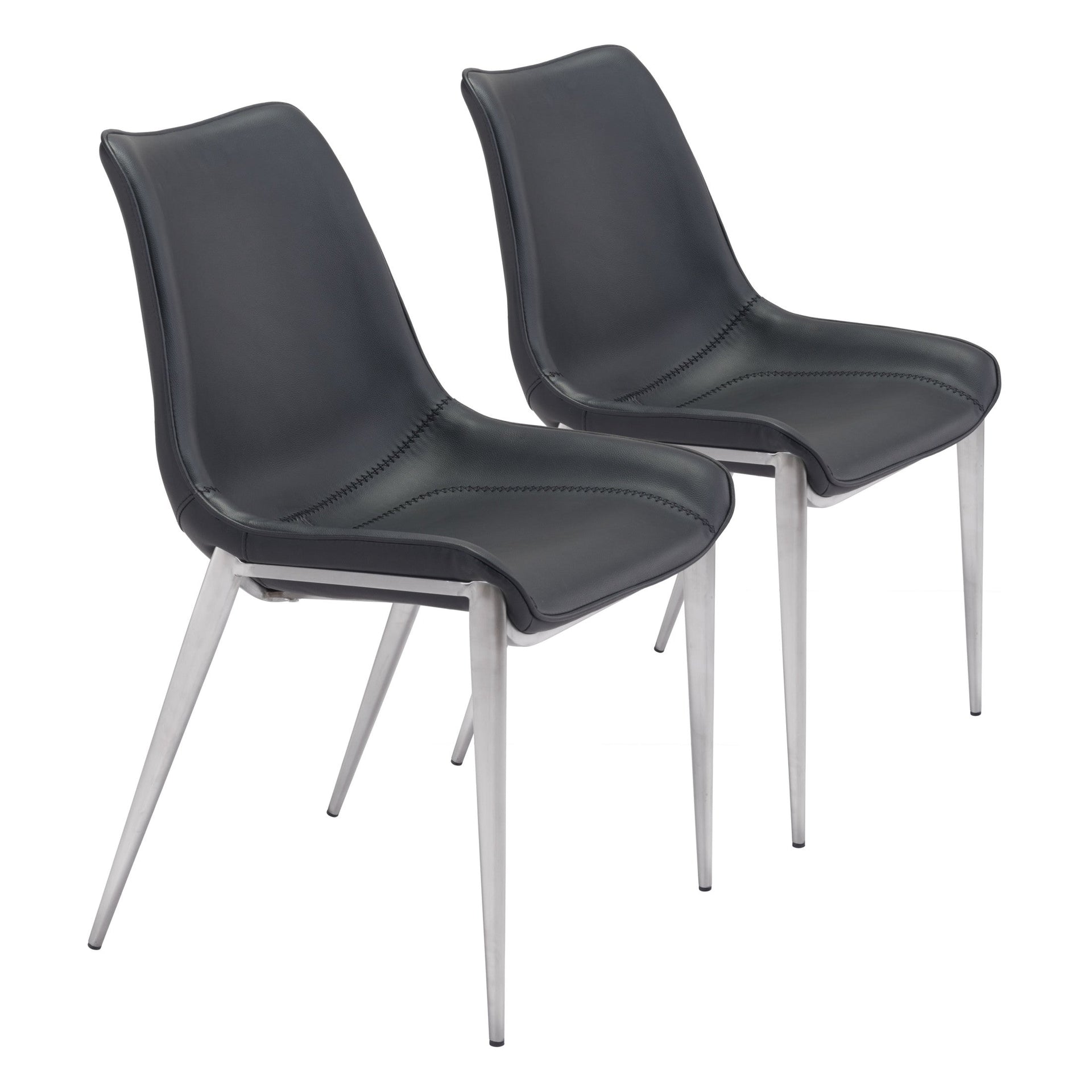 Magnus Dining Chair (Set of 2) Black & Silver