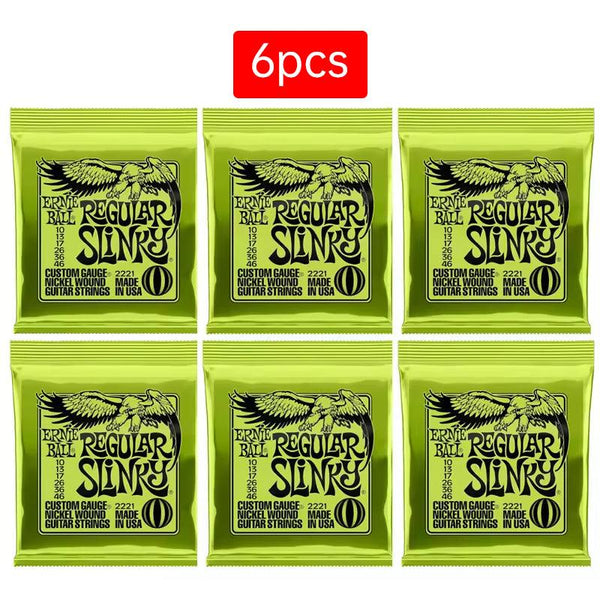 6 sets of Ernie Ball Slinky guitar strings (models 2003, 2215, 2223, 2221, nickel - wound) for electric & acoustic guitars