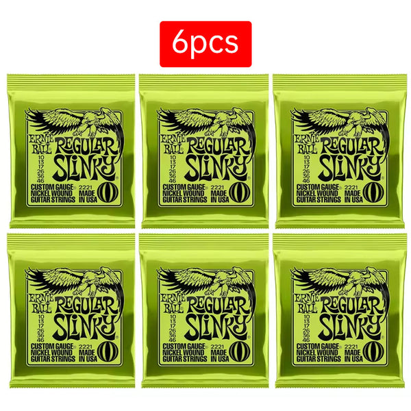 6 sets of Ernie Ball Slinky guitar strings (models 2003, 2215, 2223, 2221, nickel - wound) for electric & acoustic guitars