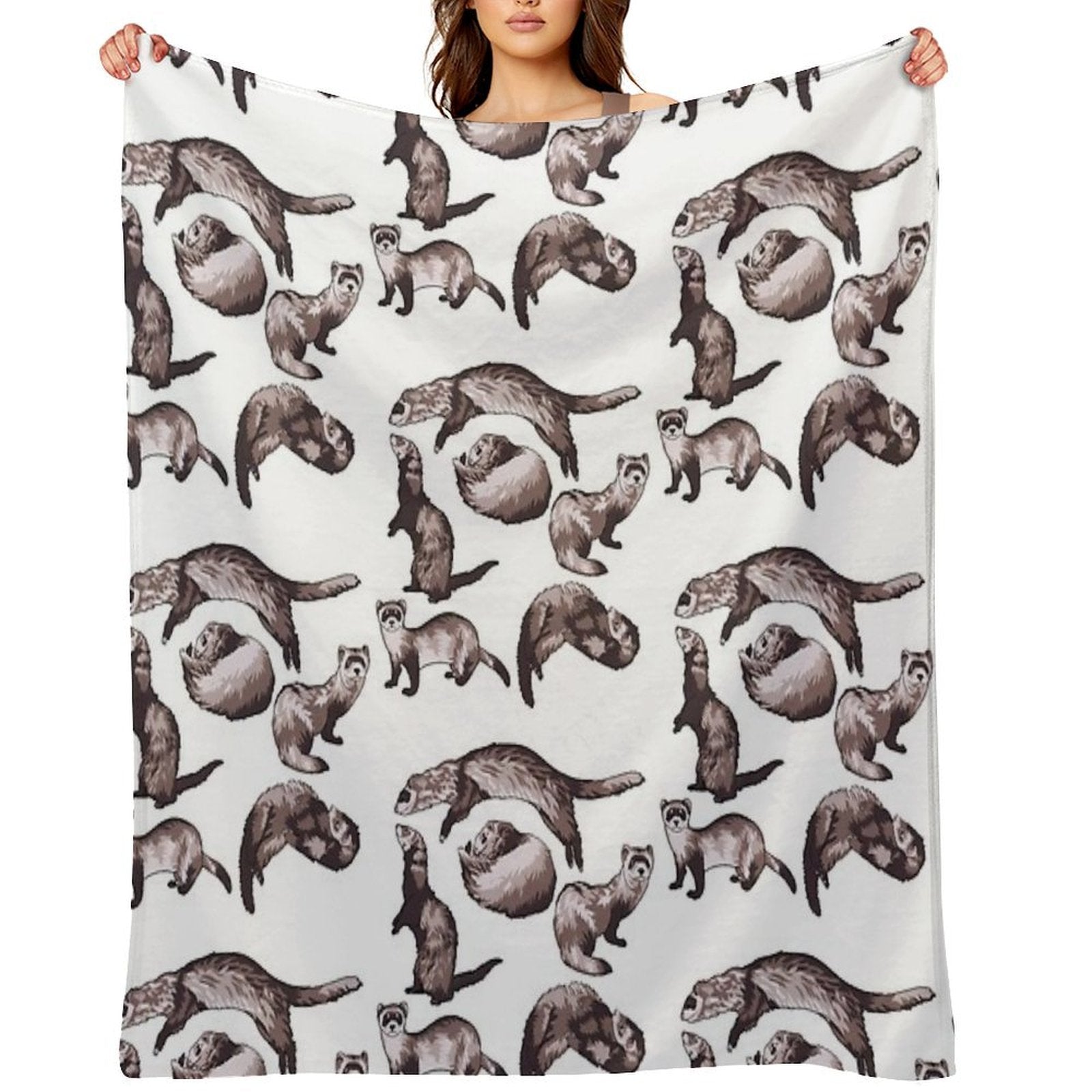 Ferrets Wrinkle-free Throw Blanket