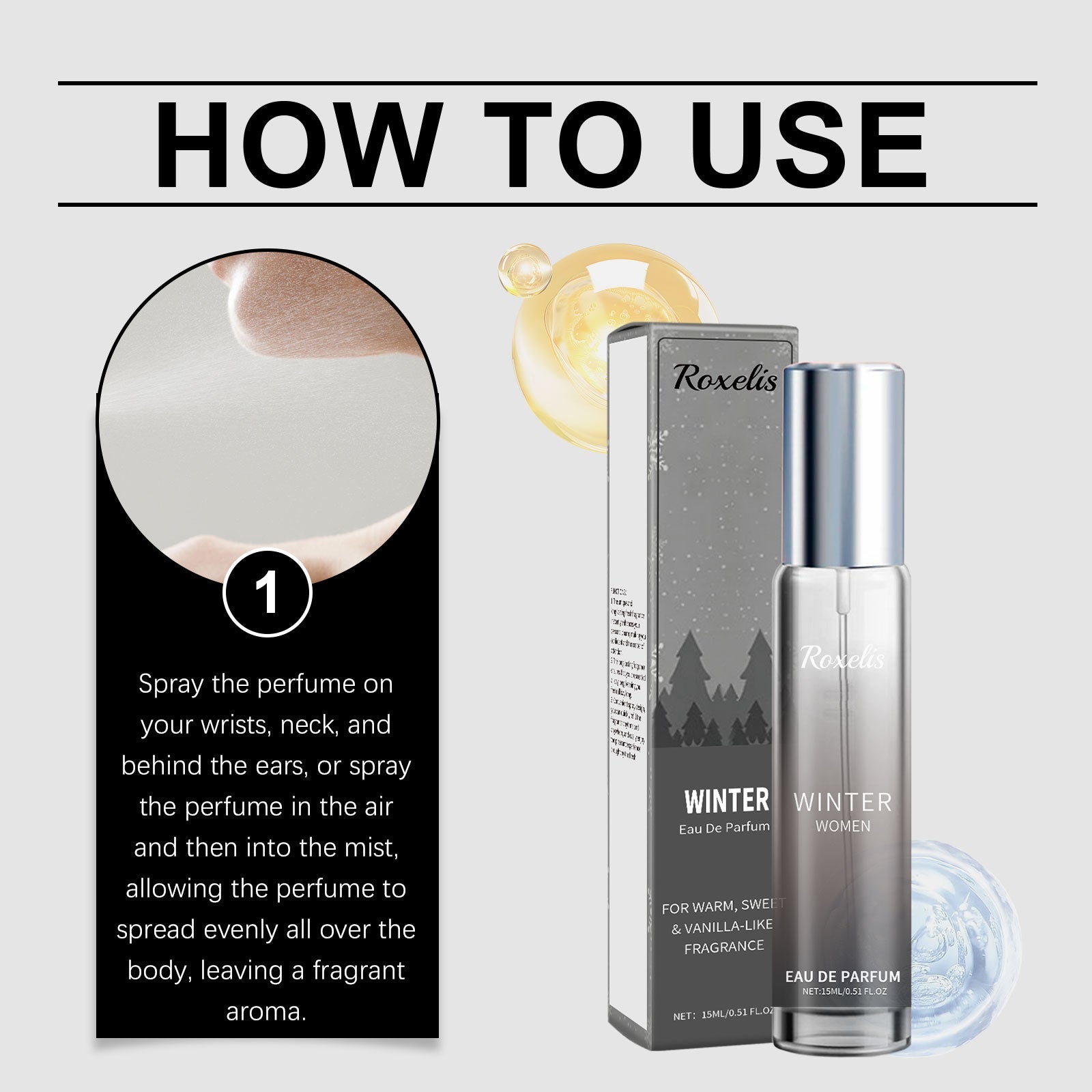 Winter Perfume Warm Vanilla Natural Fresh Light Fragrance Portable Lasting Fragrance Exudes Charm Perfume