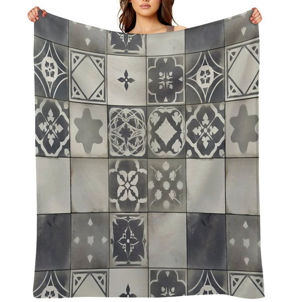 Vintage Geometric Tile Pattern Design Compact Throw Blanket