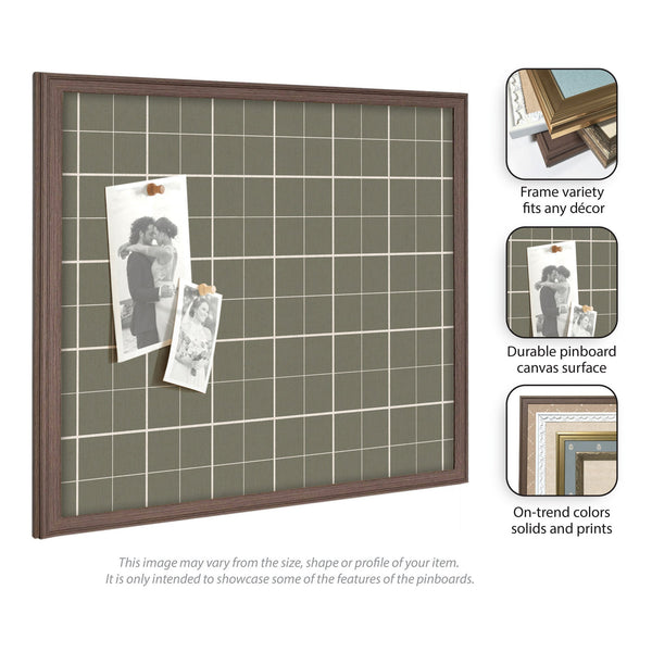 Framed Fabric Pinboard Sage Green Plaid Wall Organization
