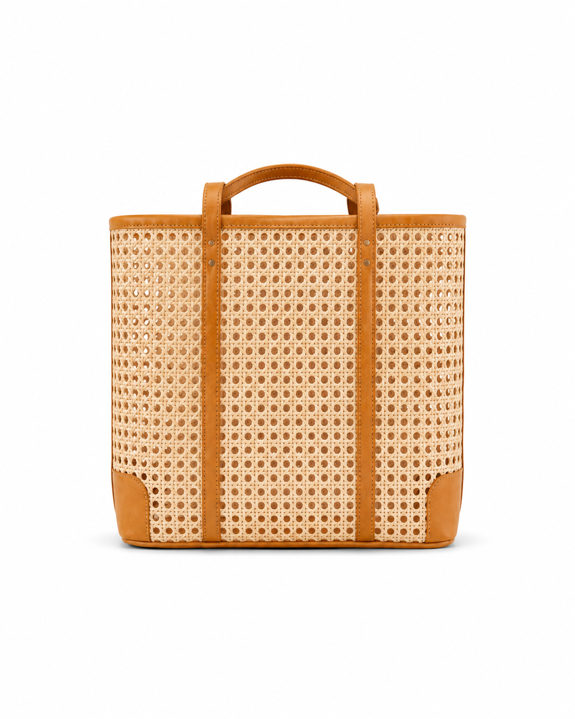 Dian Leather and Rattan Tote Bag