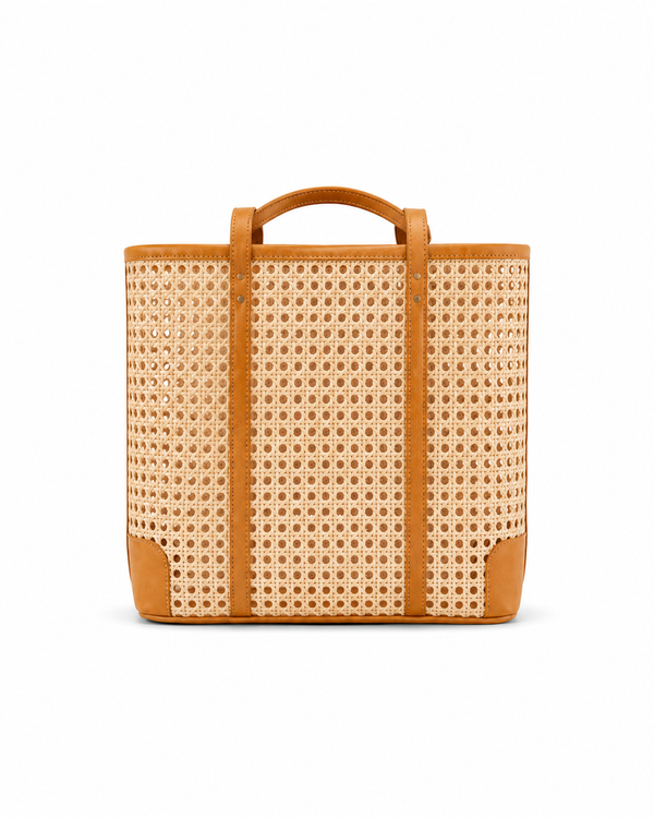 Dian Leather and Rattan Tote Bag