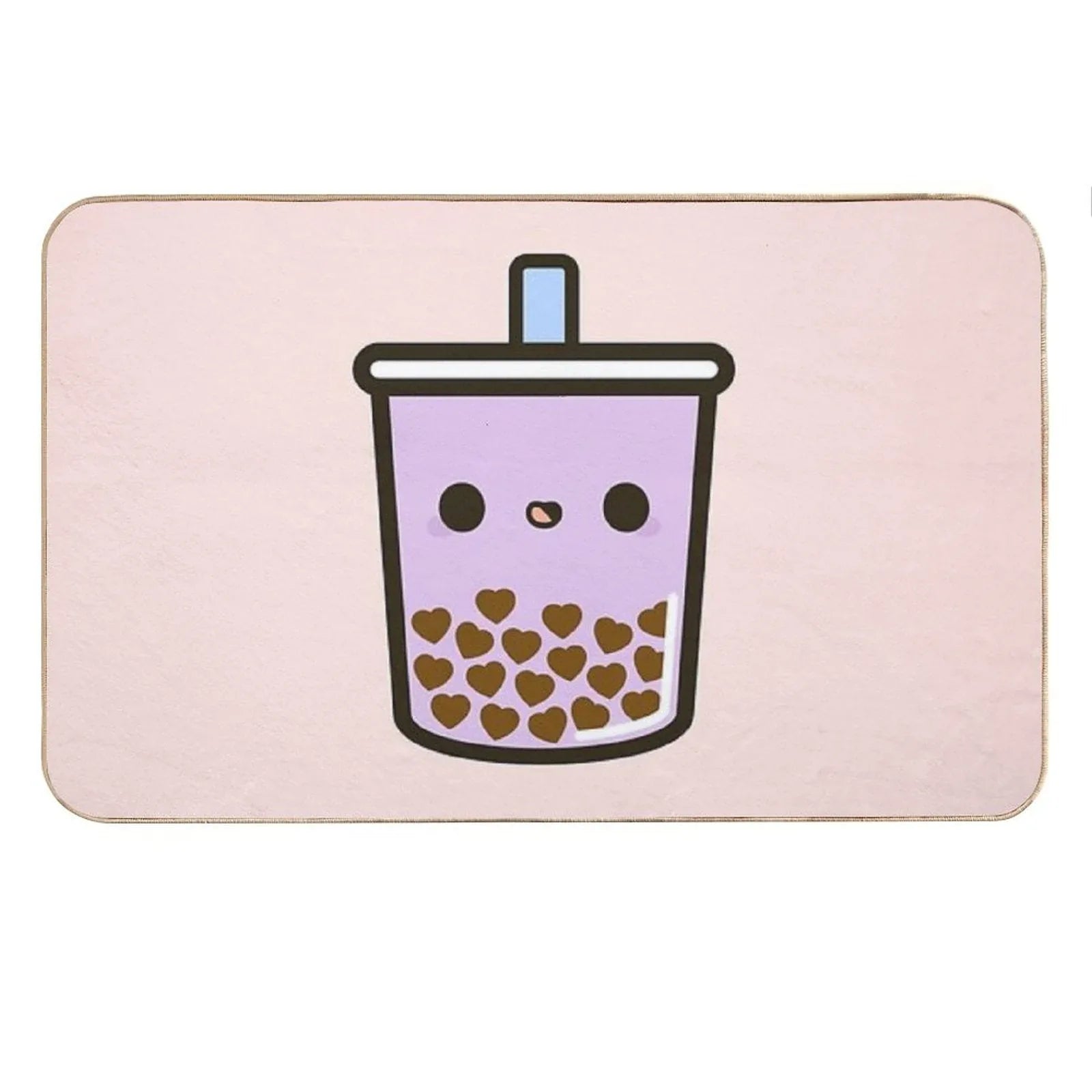 Cute Love Heart Bubble Tea Bath Mat