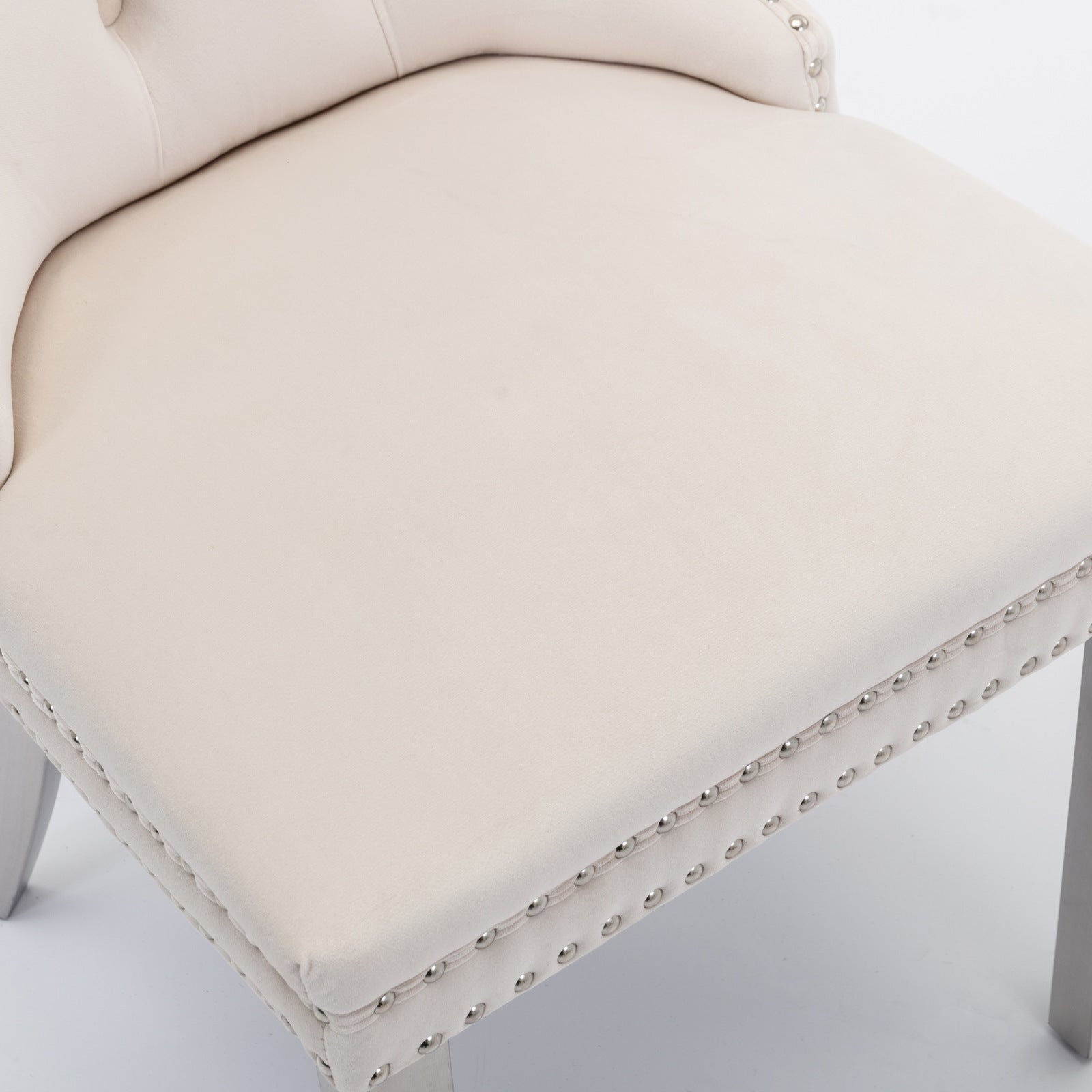 Nikki Collection Modern Tufted Solid Wood Velvet Upholstered Dining Chair with Chrome Legs