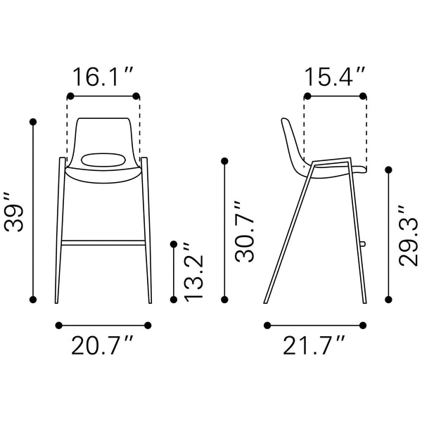 Desi Barstool (Set of 2) Black