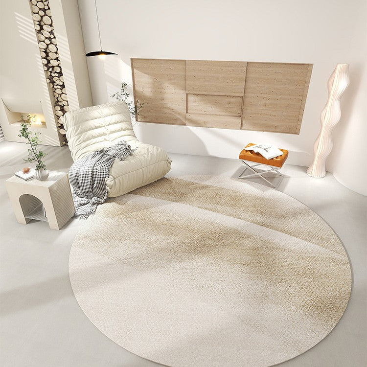 Round Cashmere Look Rug For The Bedroom Home Use