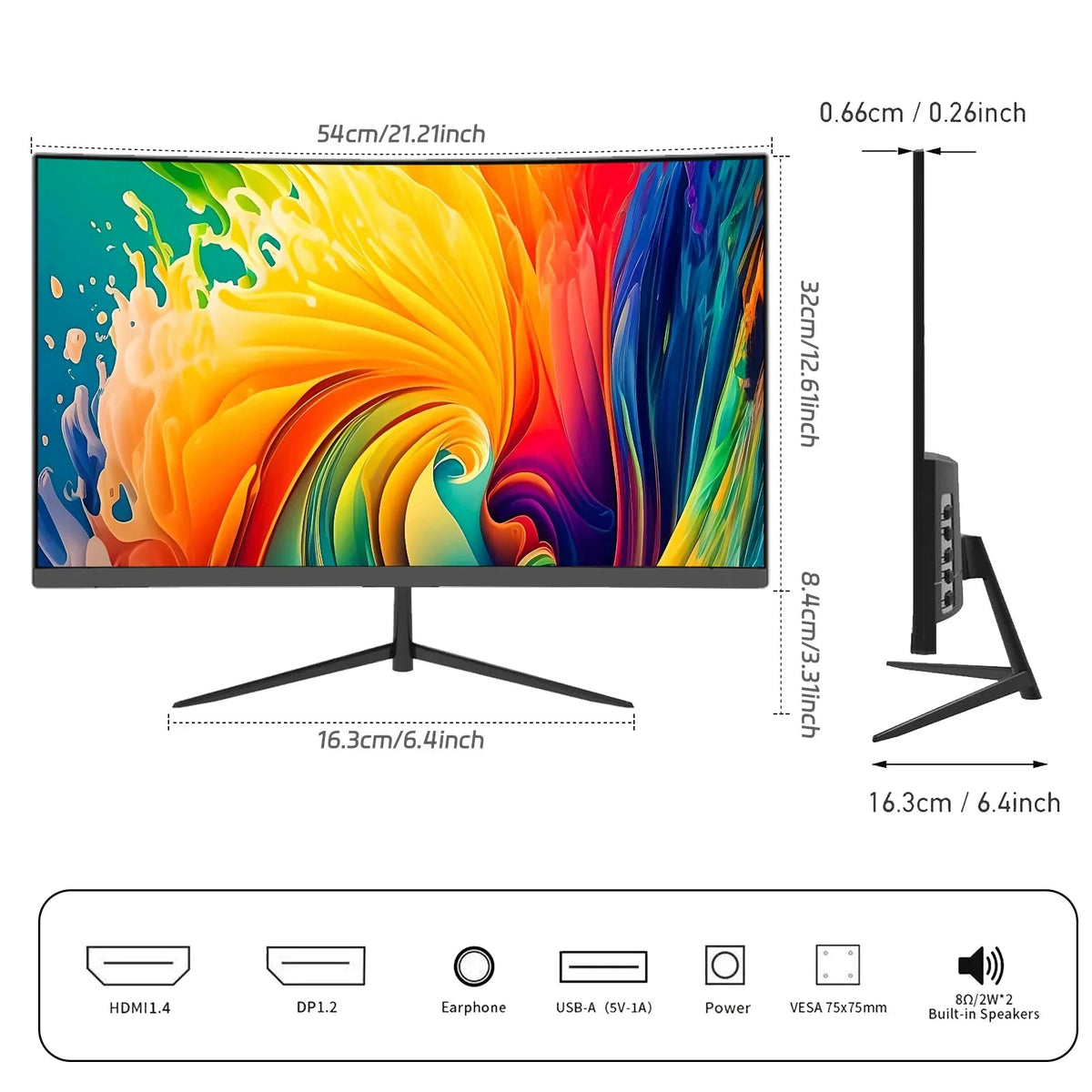 Rehisk 24Inch Micro-Curved 180Hz Full HD 1080P Gaming Monitor - RE241KV3