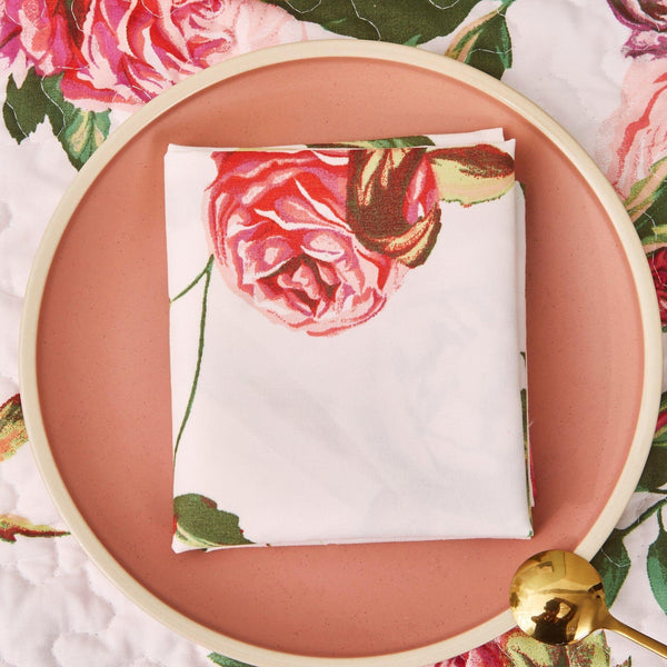 DaDa Bedding Set of 4-Pieces Romantic Roses Pink Floral Dining Table Napkins 18