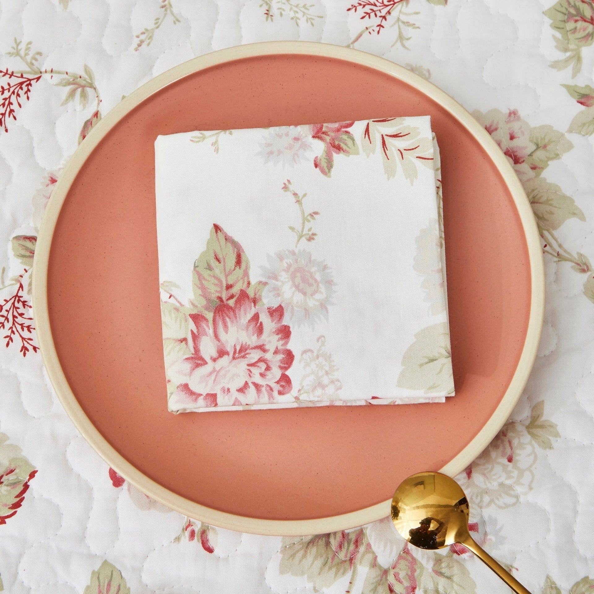 DaDa Bedding Set of 4-Pieces Hint of Mint Floral Cotton Dining Table Napkins 18