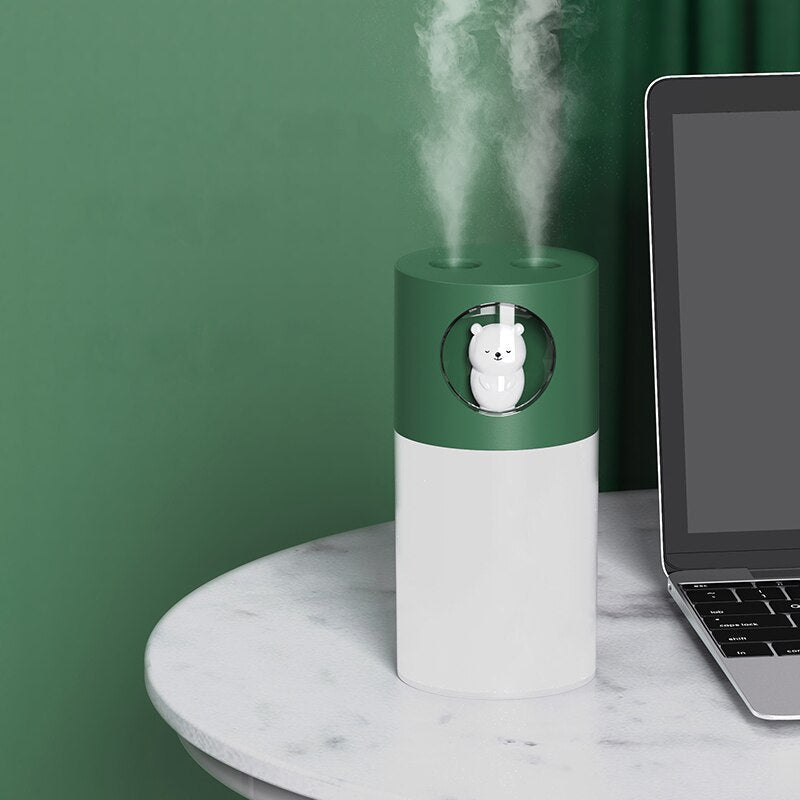 New Cute Pet Humidifier Double Spray Air Humidifier USB Ultrasonic Aroma Diffuse Air Mist Maker Humidificador with Romantic Lamp