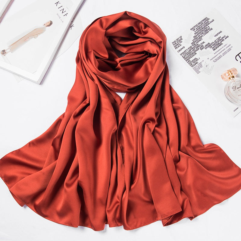 Malaysia bawal 110*110cm Large Square Scarf Single Color Matte Satin Silk Scarf Women's Headscarf Shawl