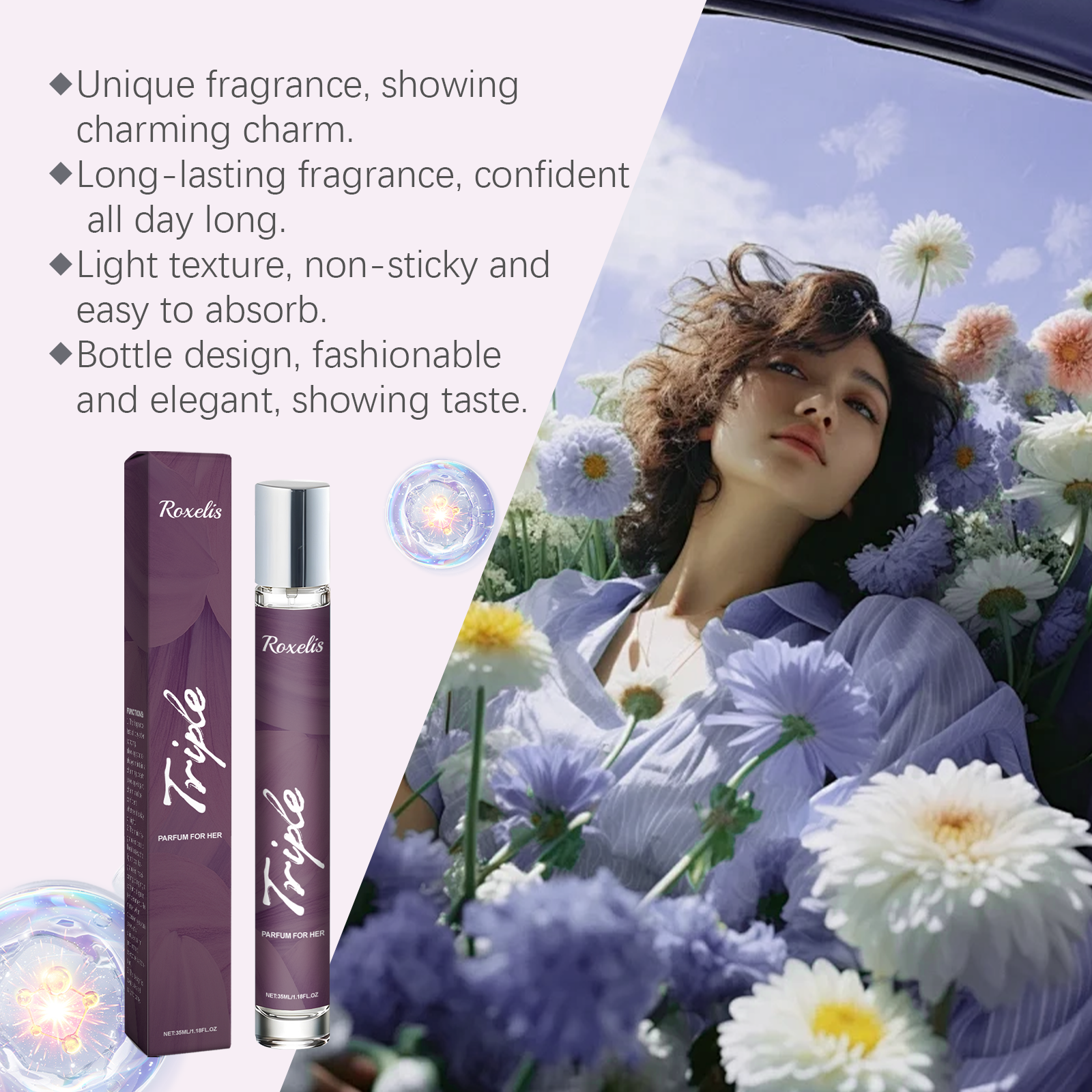 Women's Charm Perfume Lasting Fragrance Fresh Rose Elegant Fragrance Dating Commute Attractive Convenient Perfume