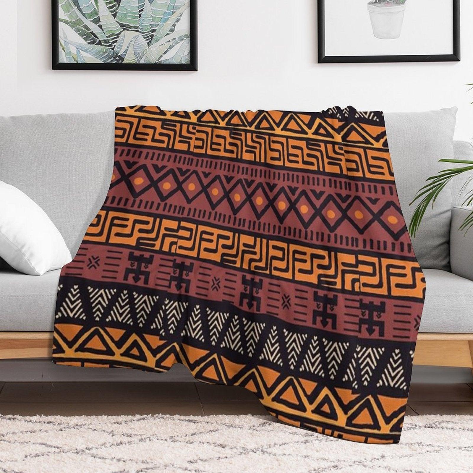 African Tribal Mudcloth Pattern Throw Blanket