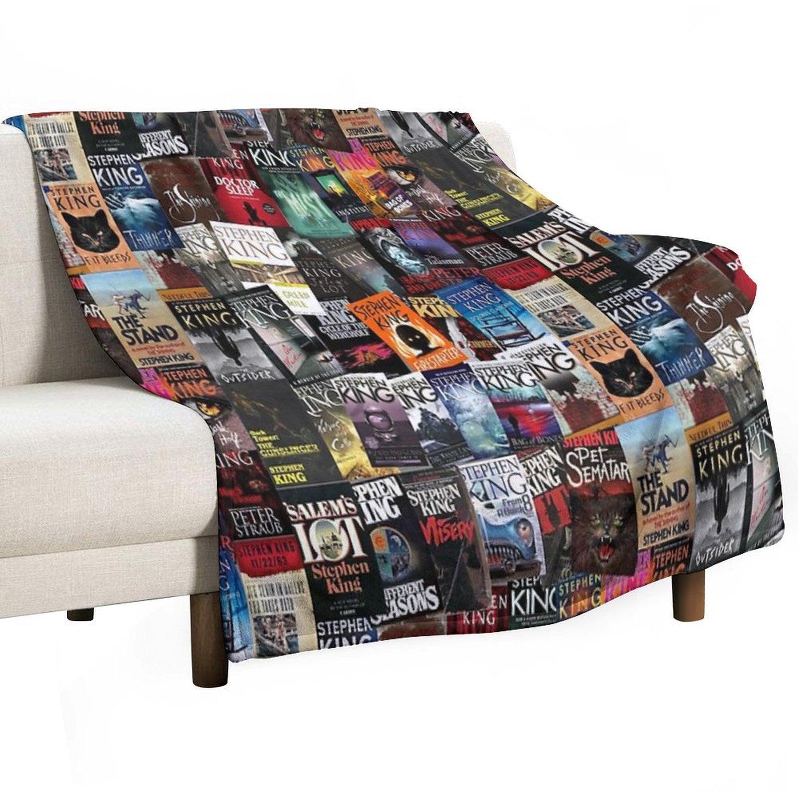 Stephen King Book Covers, Horror Bookworm Throw Blanket