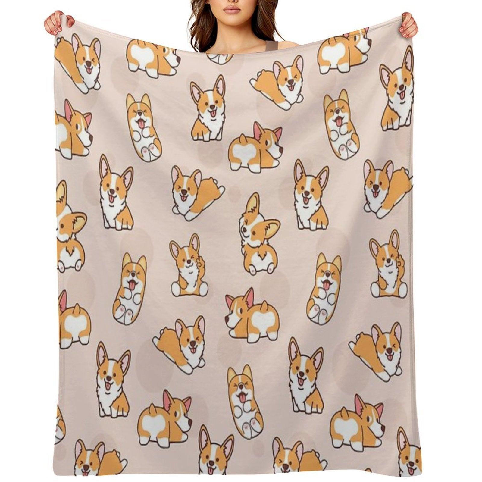 Corgi Puppy Fun Throw Blanket