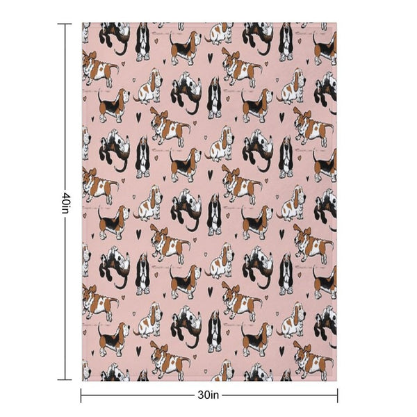 Basset Buddies on Pale Pink Compact Throw Blanket