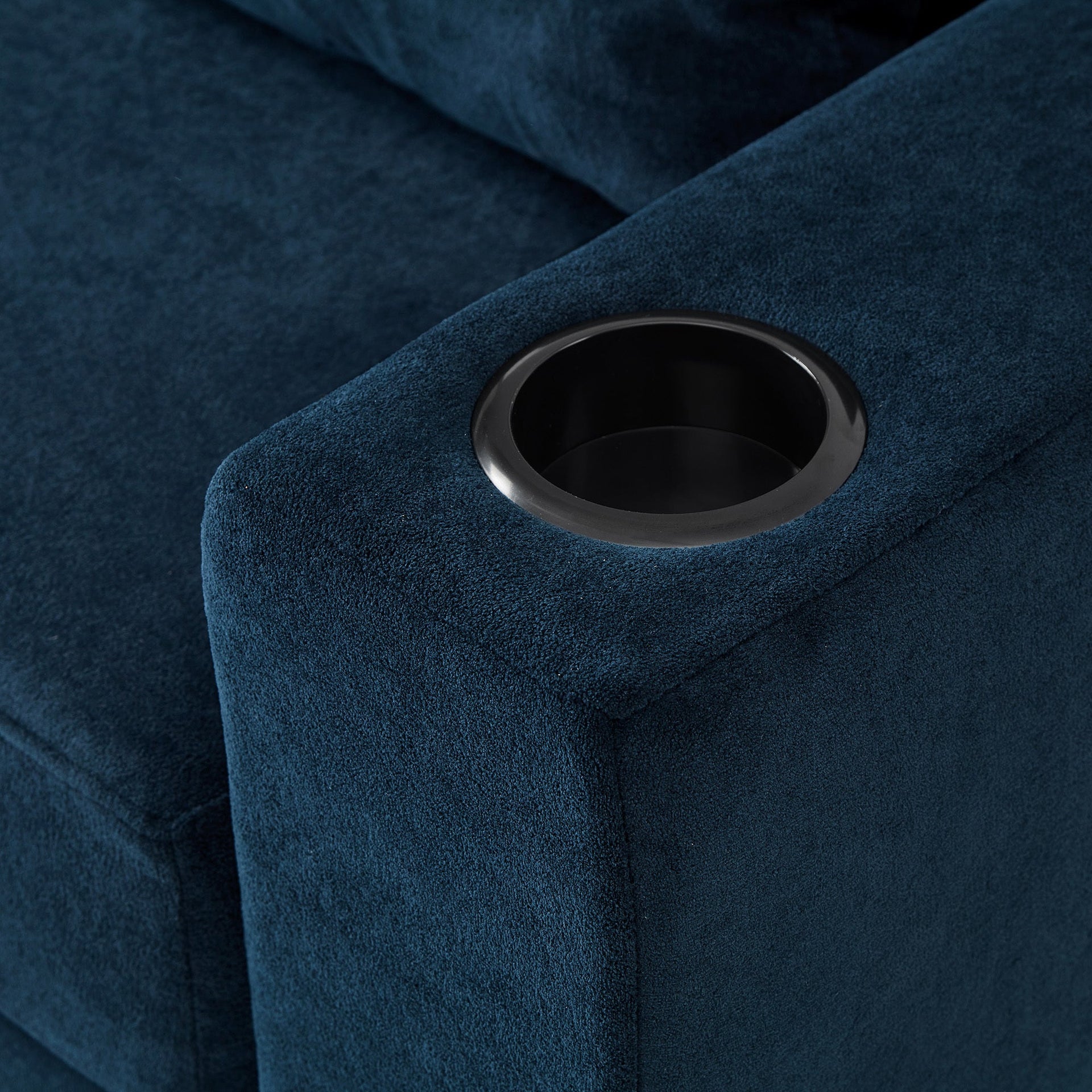 Modern Style Armchair Chaise Lounge  with Movable Storage Ottoman, USB Ports, and Cup Holders