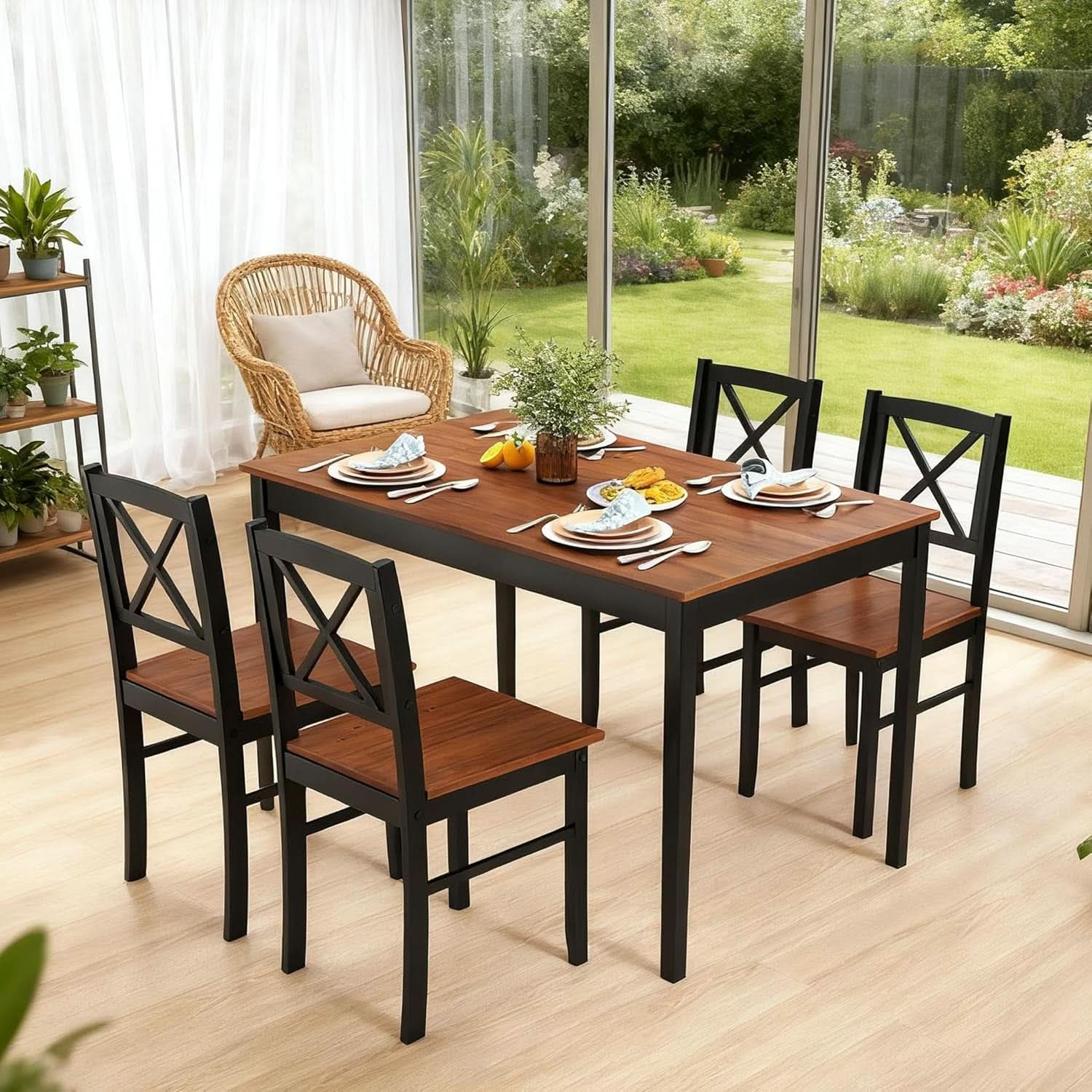Executive Solid Rubber Wood Space Saving Dining Set