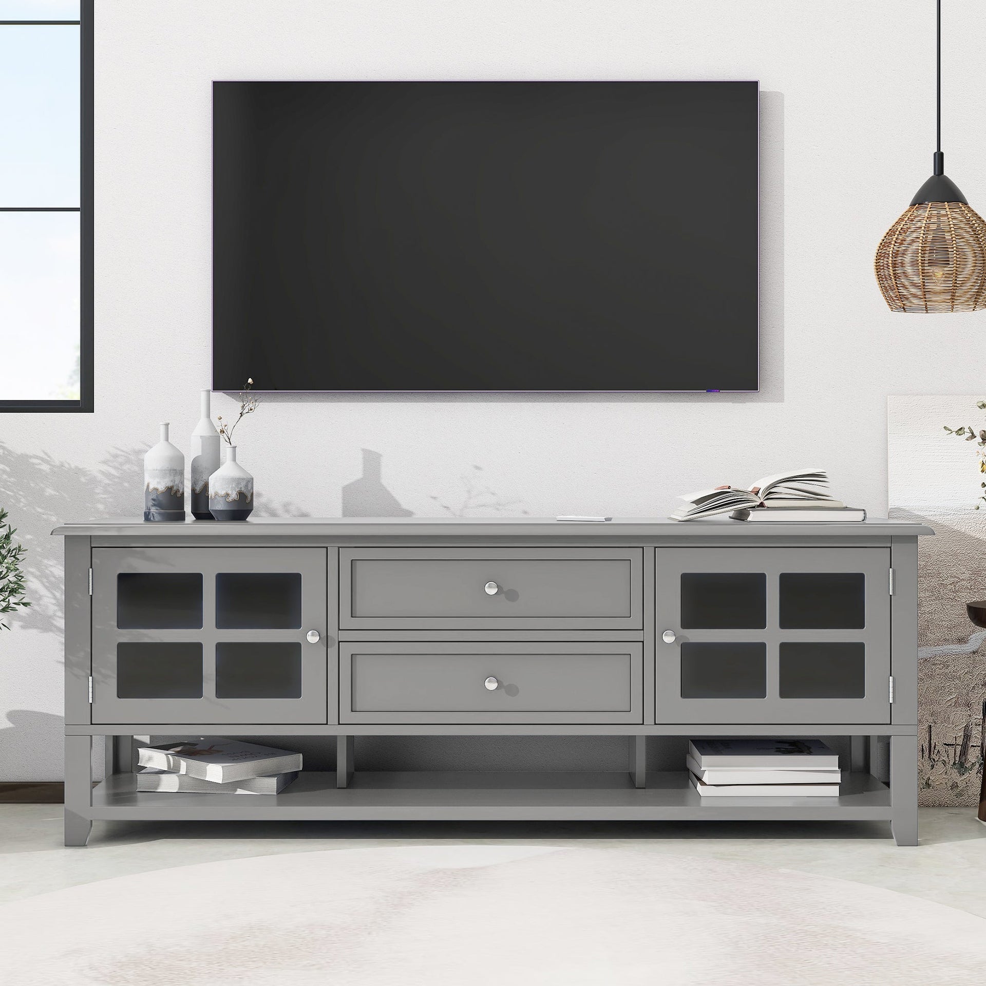 TV Stand Entertainment Center with Multifunctional Storage and Modern Design
