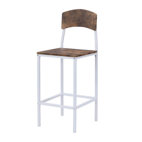 Farmhouse 5-piece Counter Height Drop Leaf Dining Table Set with Dining Chairs for 4,White Frame+ Rustic Brown Tabletop Vtng Furniture