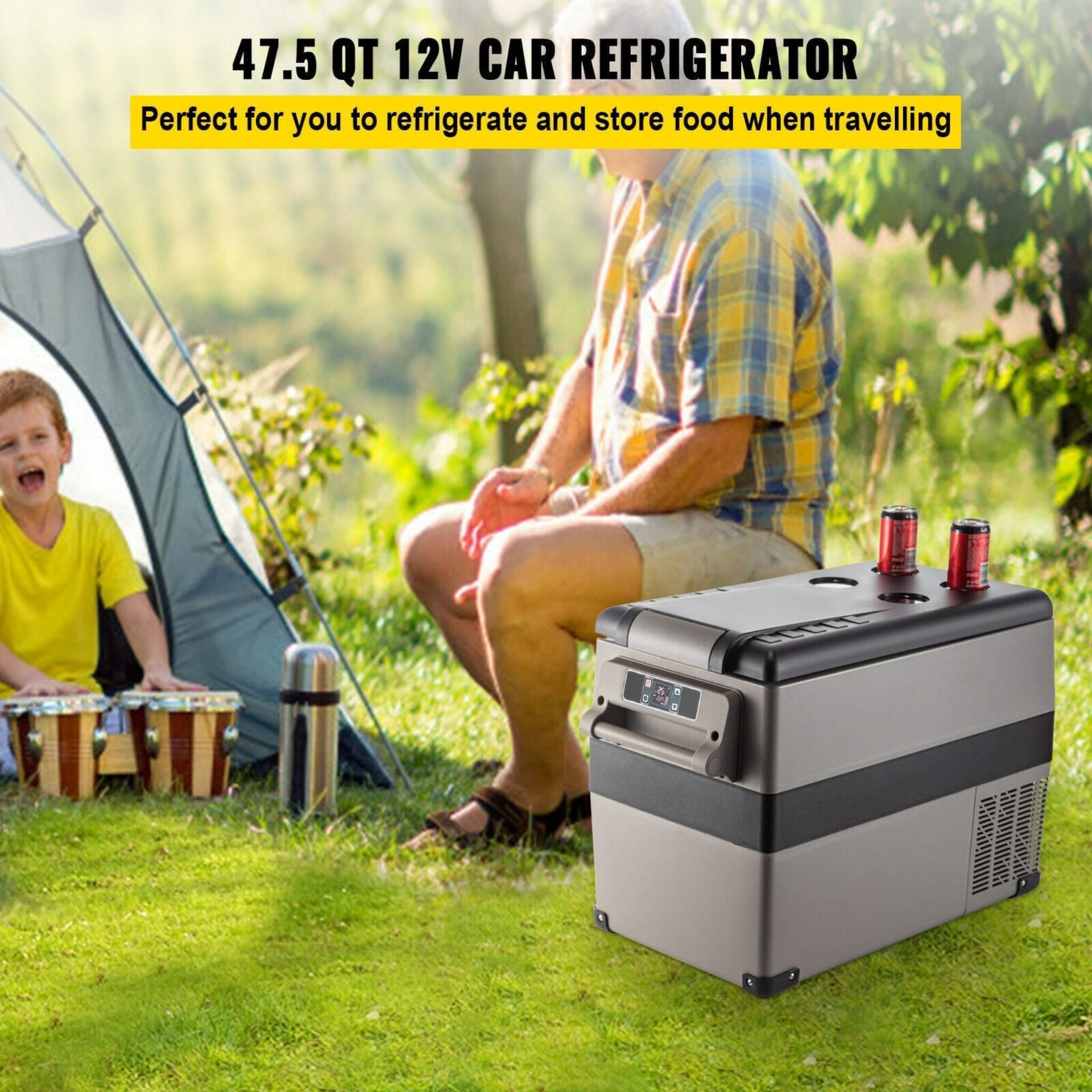 47.5QT Mini Portable Compact 12V Car Refrigerator Freezer Cooler, 45L (SAK68145)
