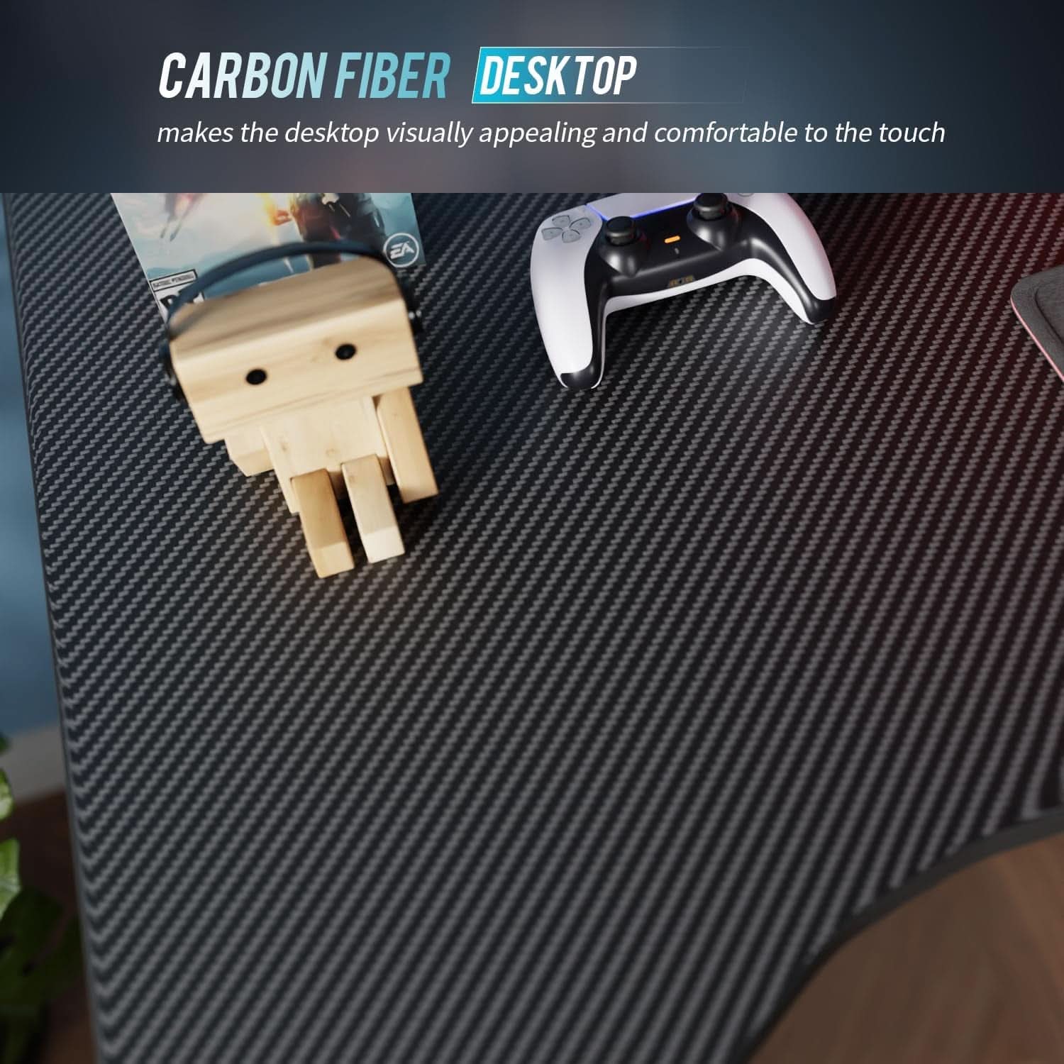 47 Inch Carbon Fiber Gaming Desk with Cup Holder