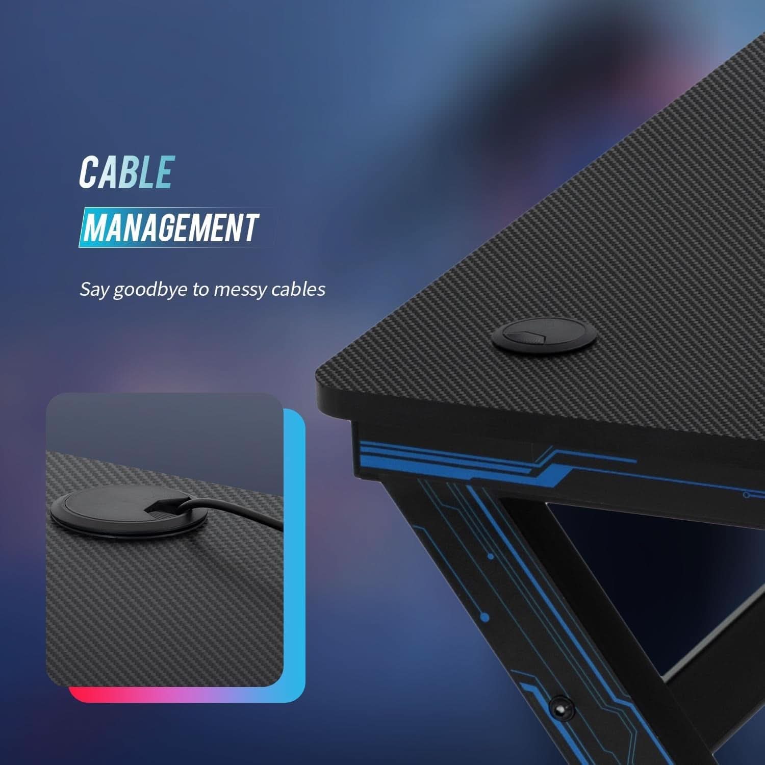 47 Inch Carbon Fiber Gaming Desk with Cup Holder