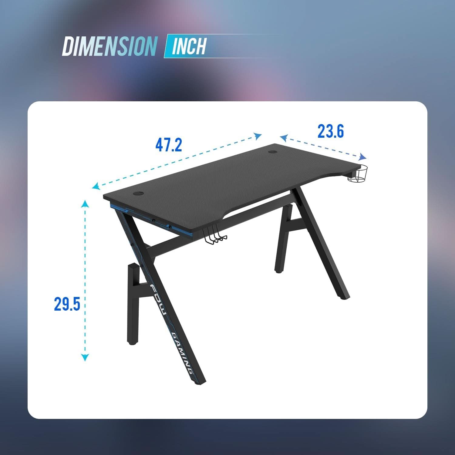 47 Inch Carbon Fiber Gaming Desk with Cup Holder