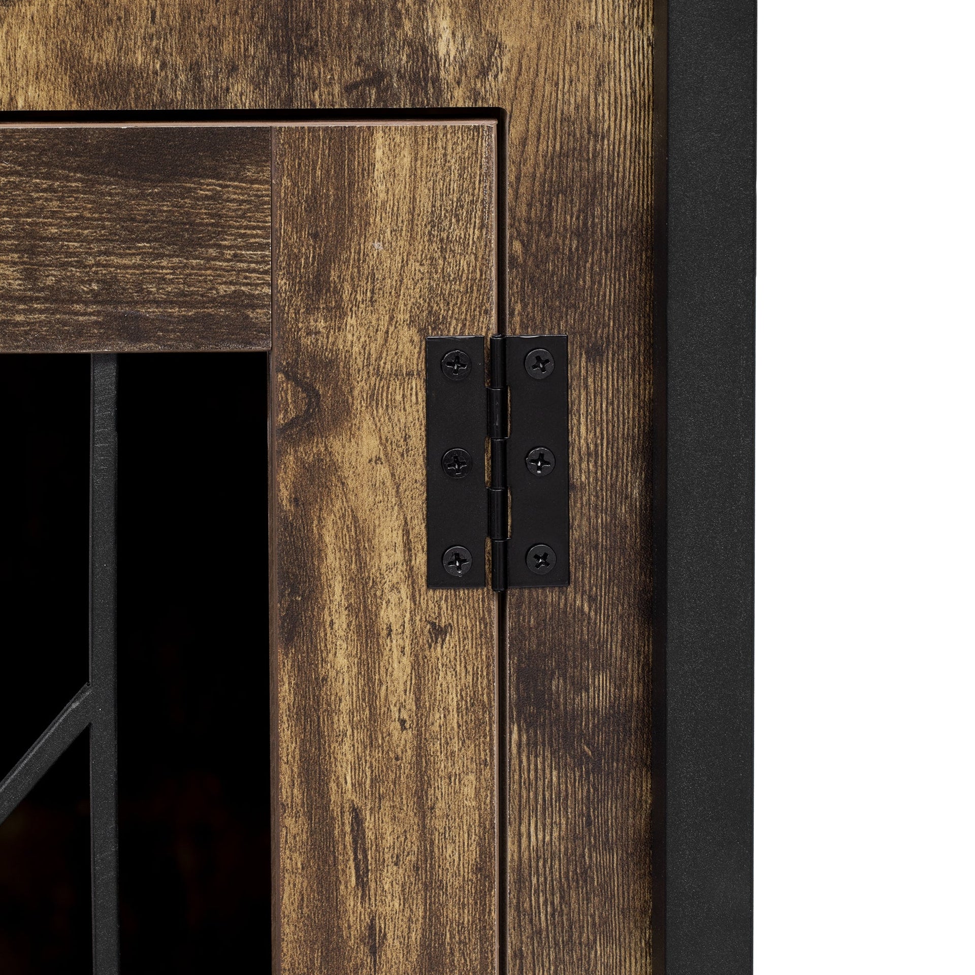 Furniture Style 2 in 1 PET FRIENDLY Dog Crate Composite Desk Hutch in Rustic Brown MDF and Steel