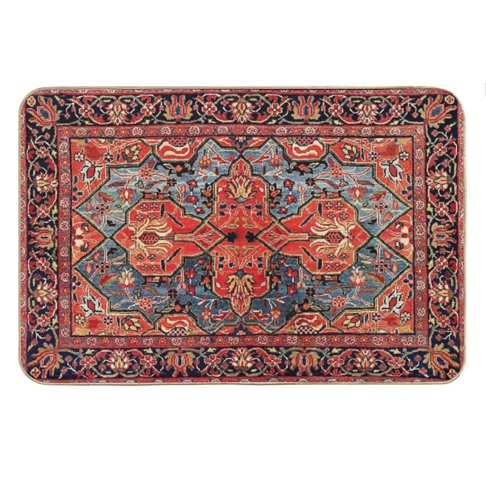 Kashan Poshti Central Persian Rug Print Bath Mat