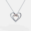 Heart Shape Inlaid Zircon 925 Sterling Silver Necklace for Women - Silver / One Size