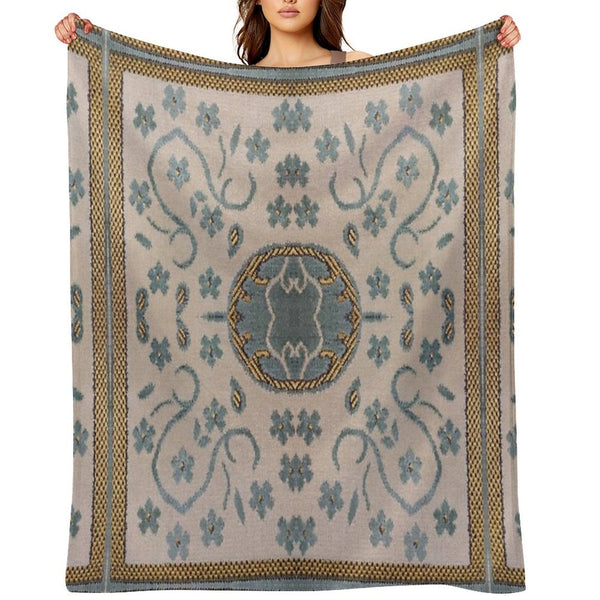 Arabian Rug Print Travel-friendly Throw Blanket