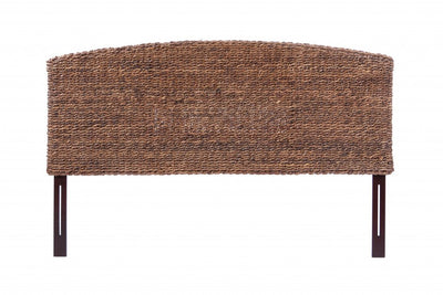 Brown Natural and Rustic Woven Banana Leaf Curved King Size Headboard