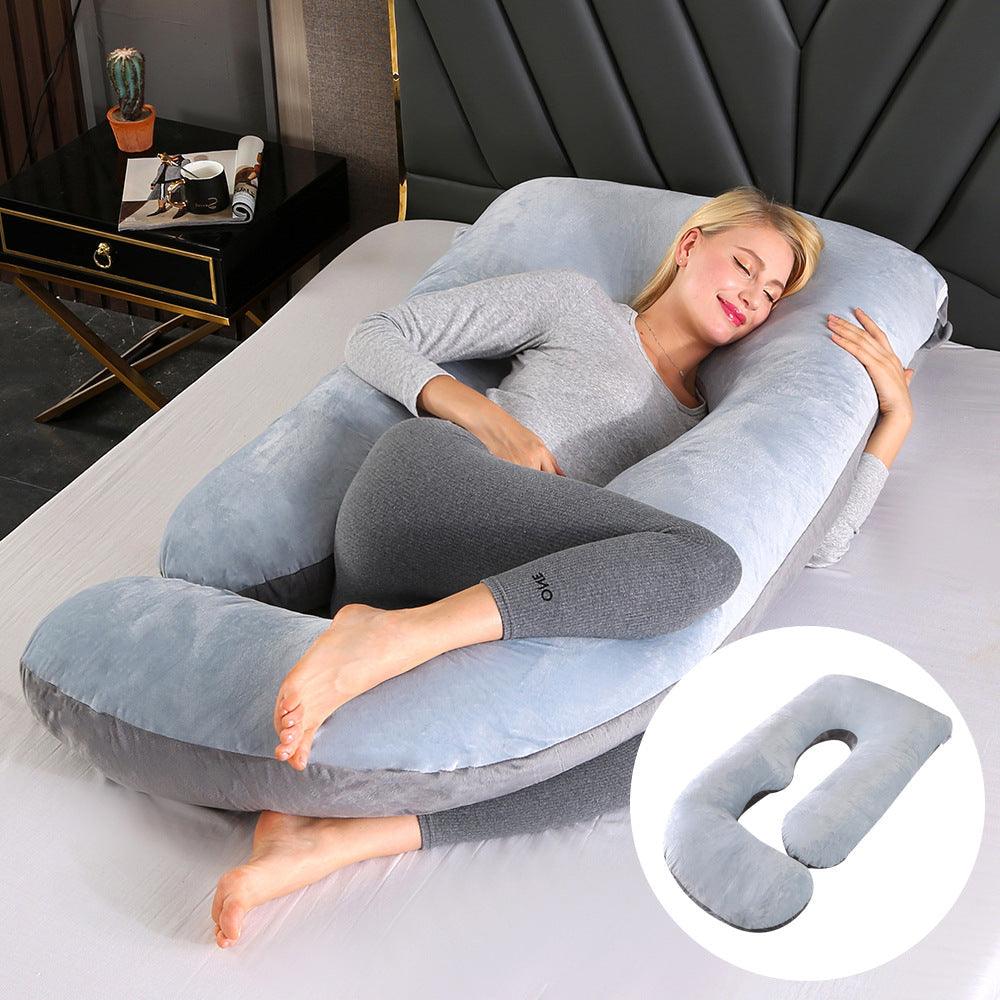 Pregnant women's pillow waist protection side sleeping slope pillow J-shaped pregnancy sleeping pillow