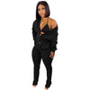 Sweater Coat Underwear Pocket 3-piece Set Suit - Black / L