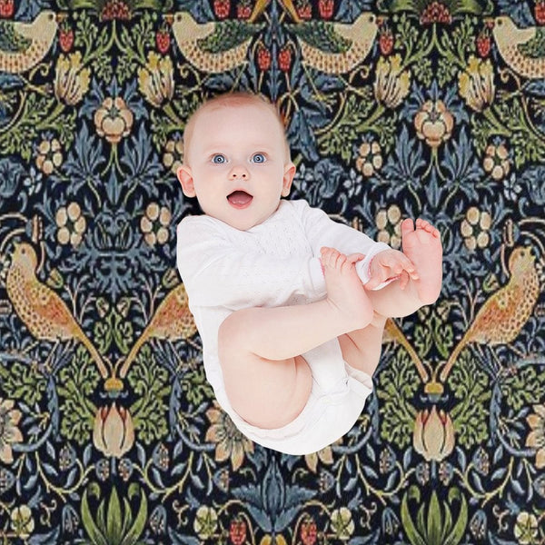 Strawberry Thief Royal Vintage Pattern Sustainable Throw Blanket