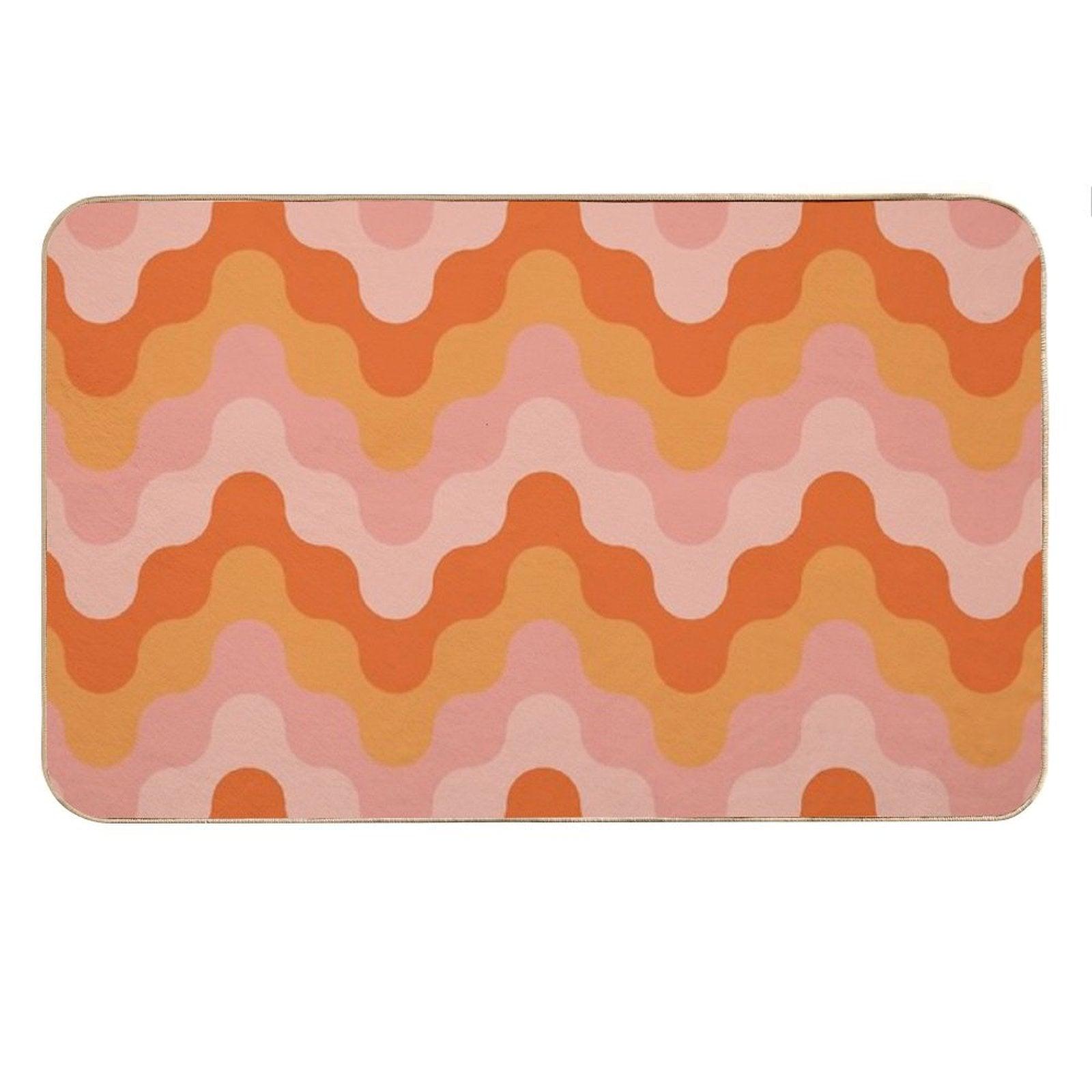 Colored Zigzags (pink And Orange) Bath Mat