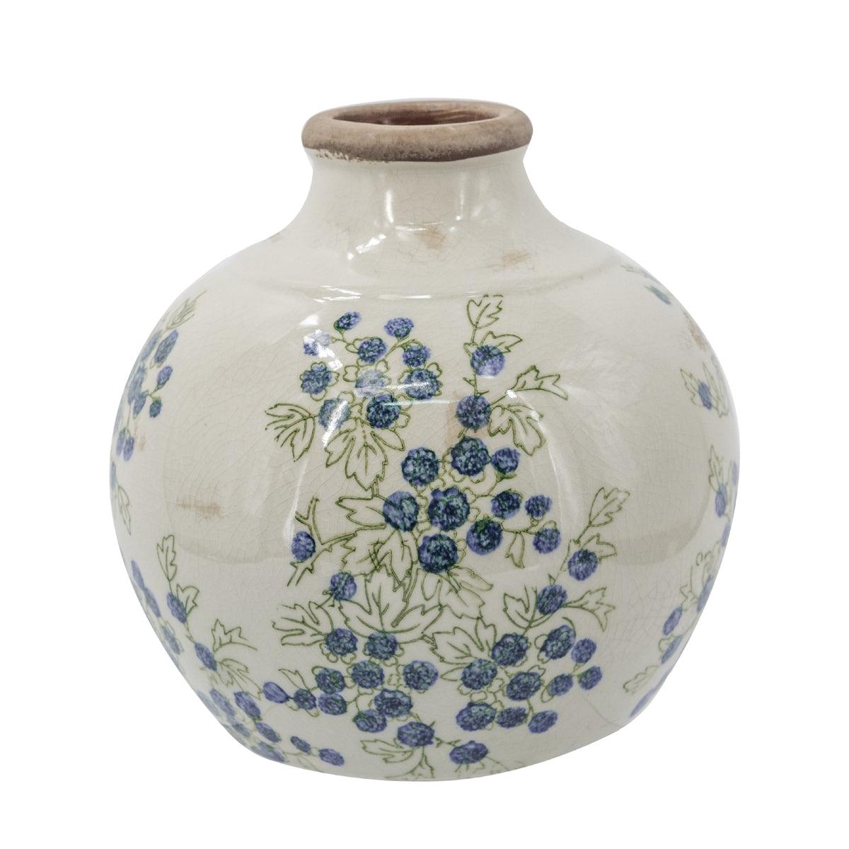 Vintage Ceramic Blueberry French Country Vase