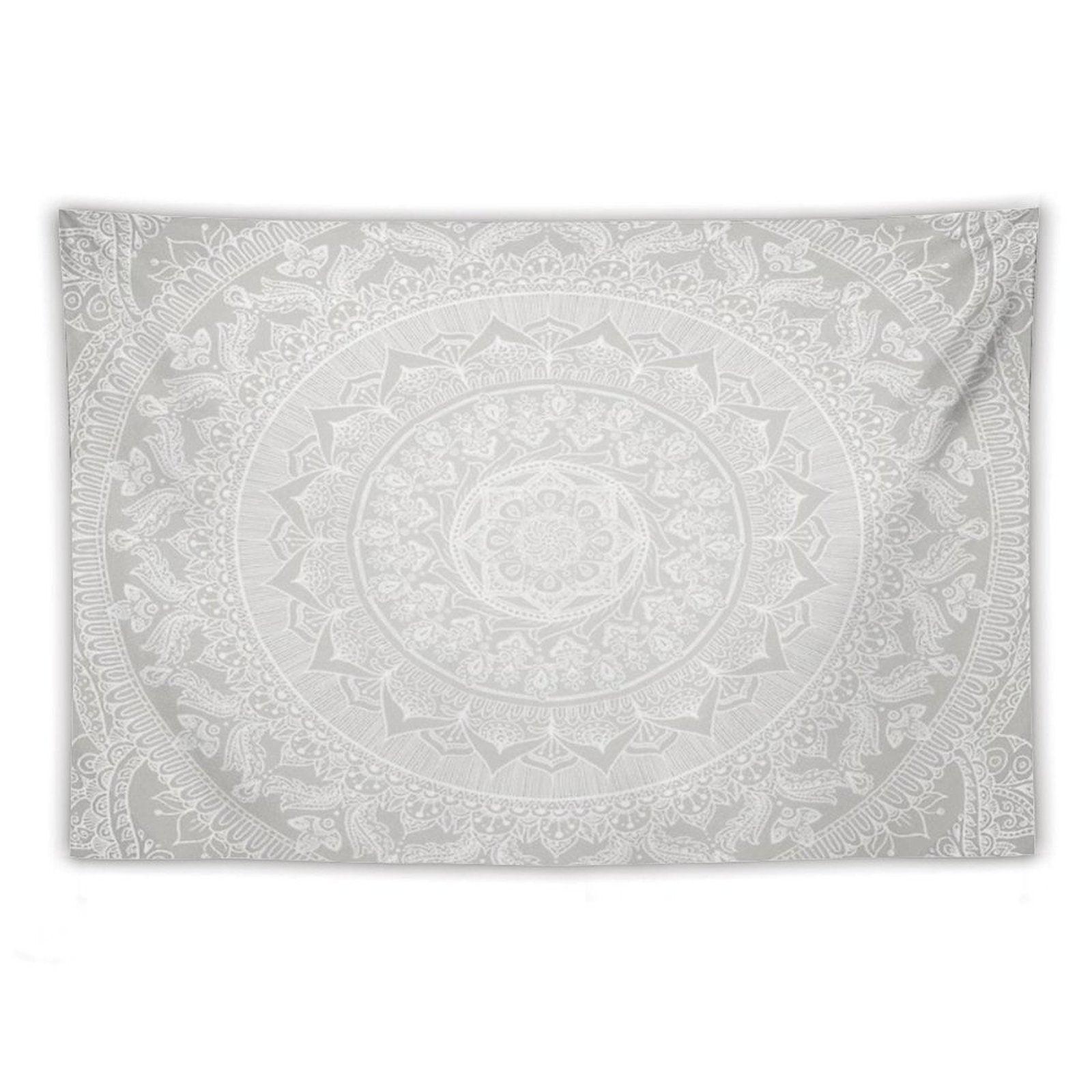 Mandala Soft Gray Tapestry