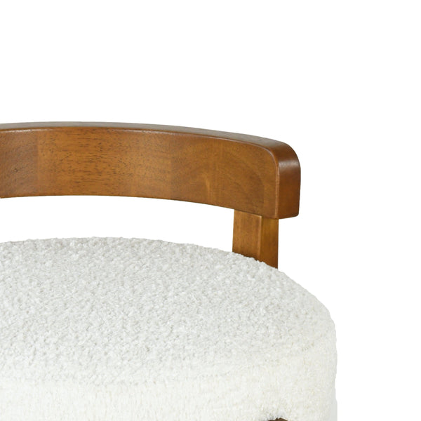 Walnut Wood Bar Stools with White Upholstered Seats – Modern Counter Stools (Set of 2)