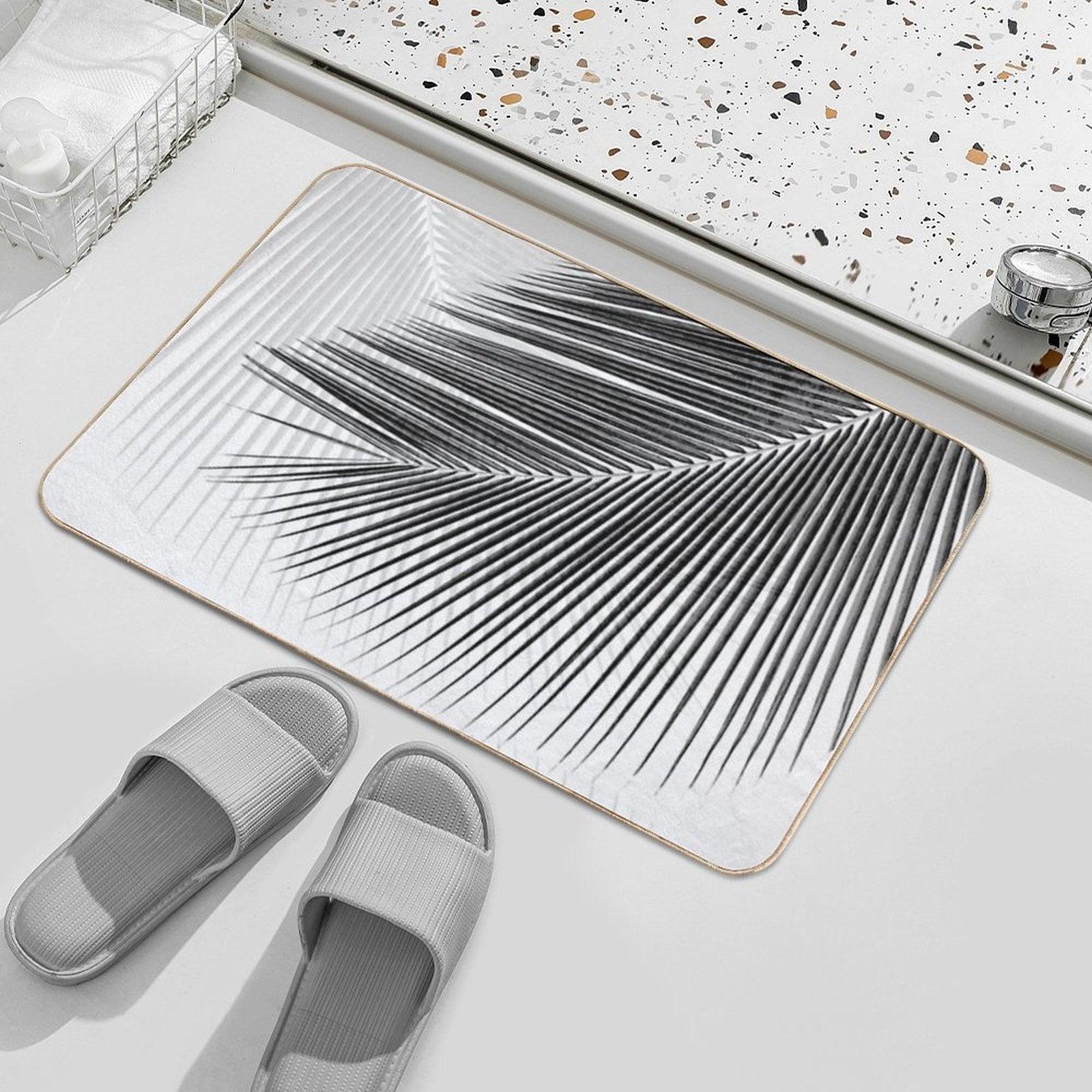 Palm Leaf Synchronicity - Bw Bath Mat