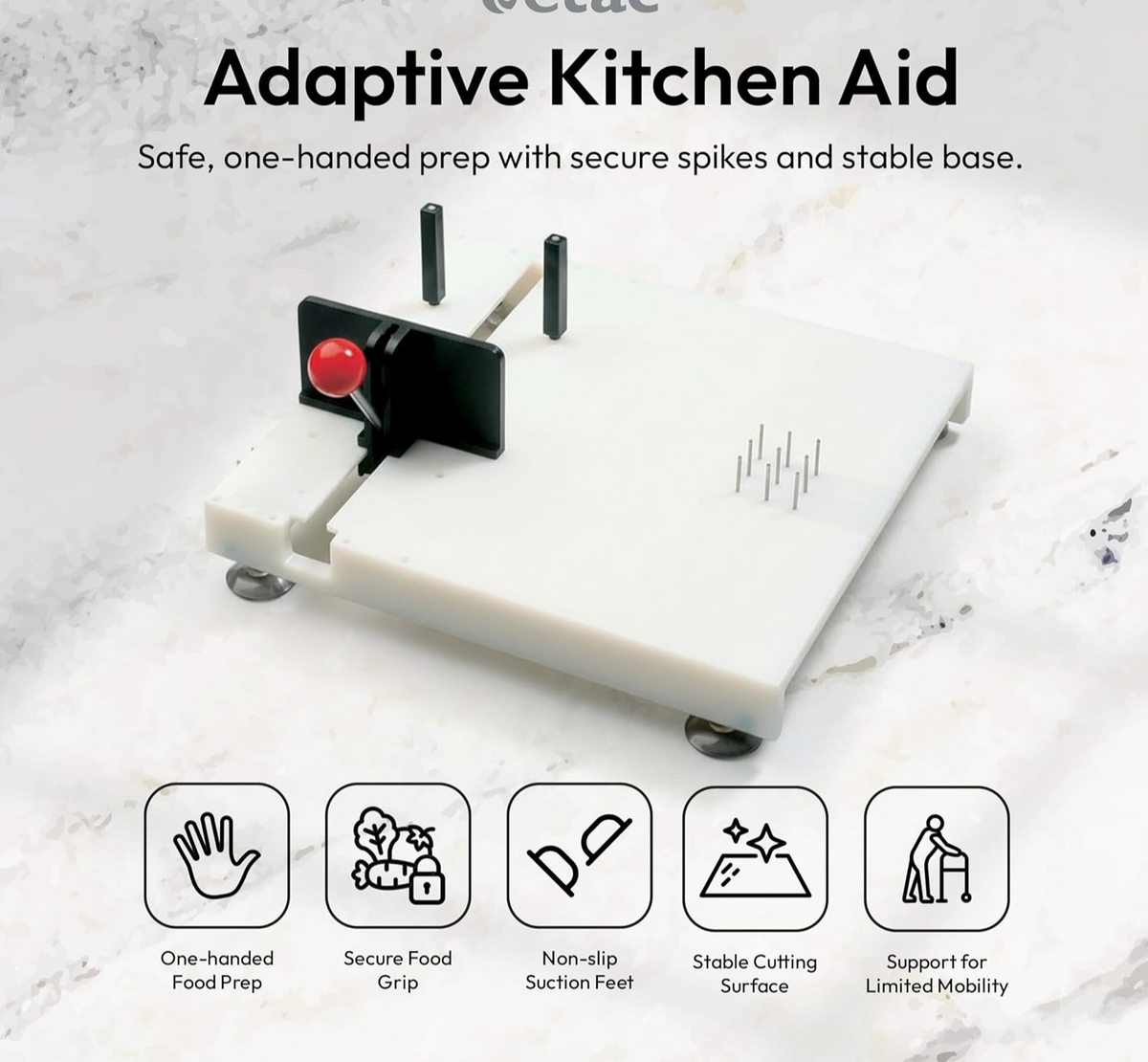 Adaptive One-Handed Cutting Board with Suction Base & Adjustable Clamp