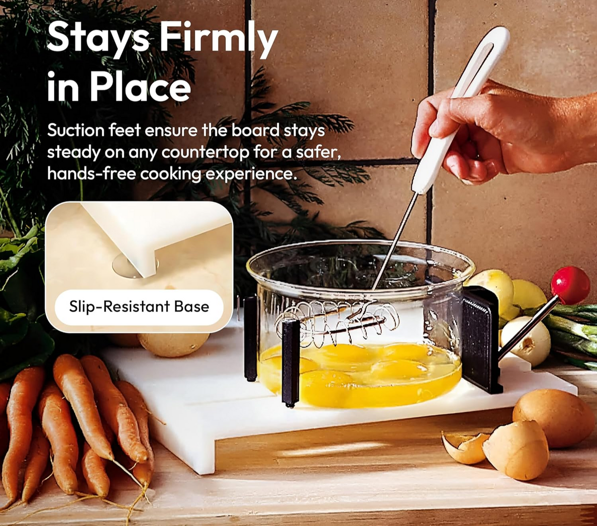 Adaptive One-Handed Cutting Board with Suction Base & Adjustable Clamp
